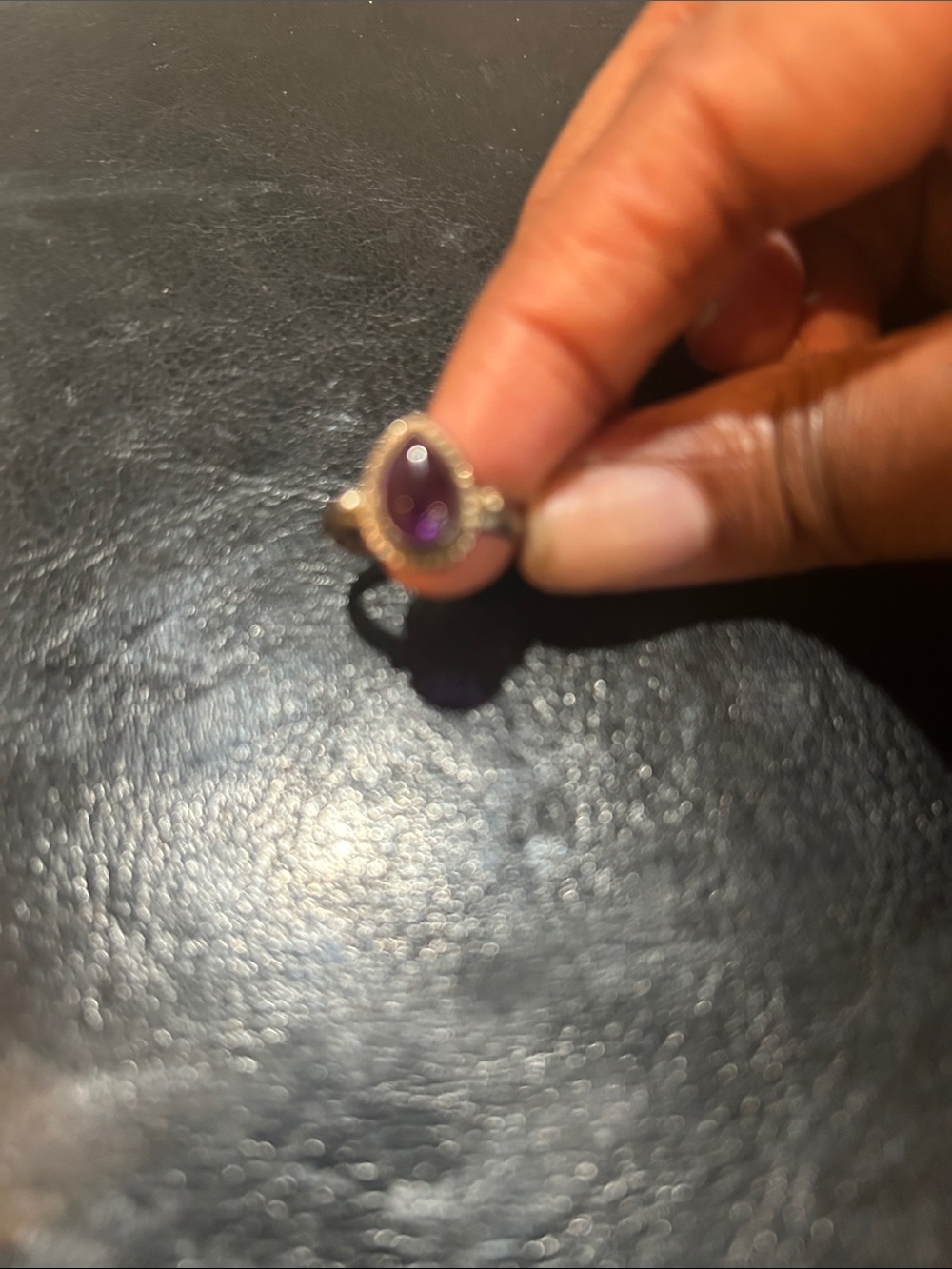 Amethyst Teardrop Sterling Ring - Purple